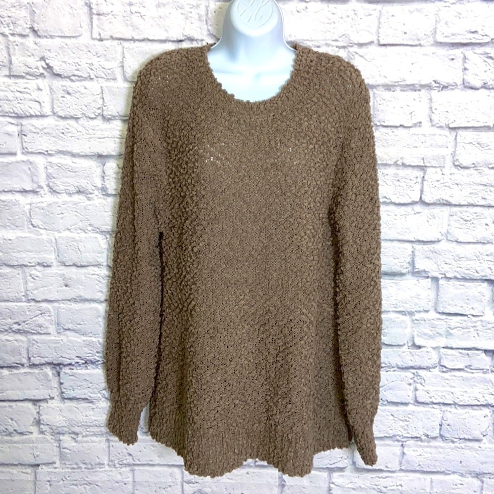 Zenana Small Brown Popcorn Knit Sweater